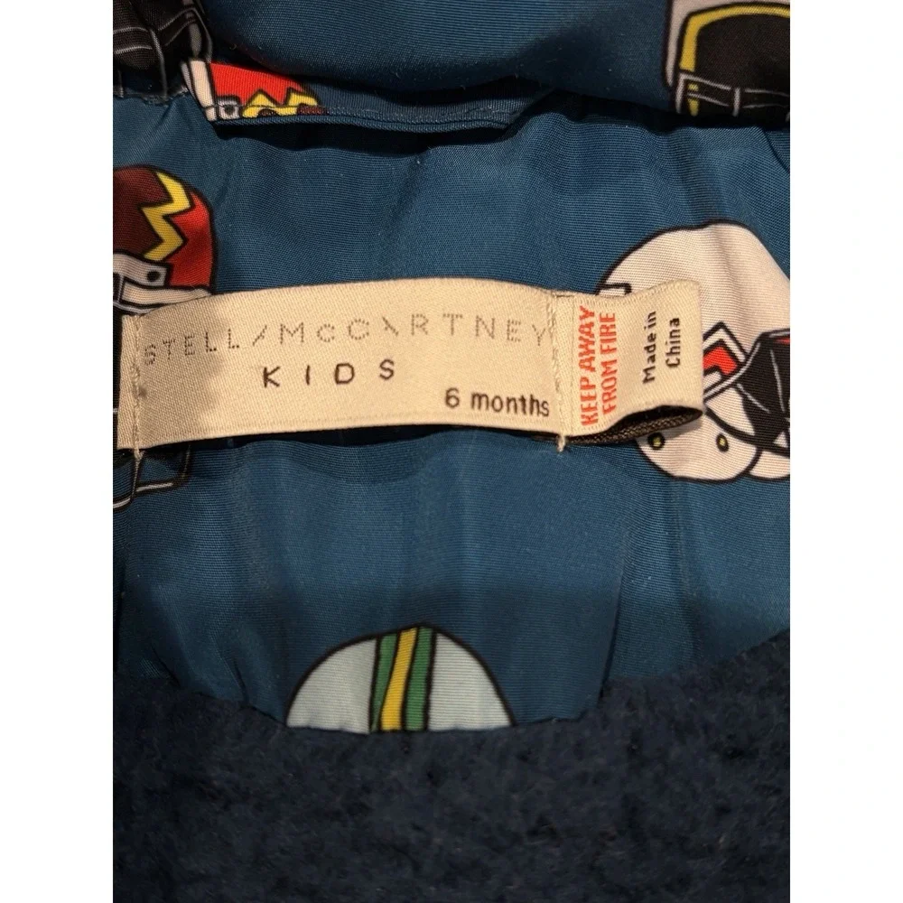 Stella McCartney Kids Puffer Jacket 6 Months Football Helmet Print Blue/Teal